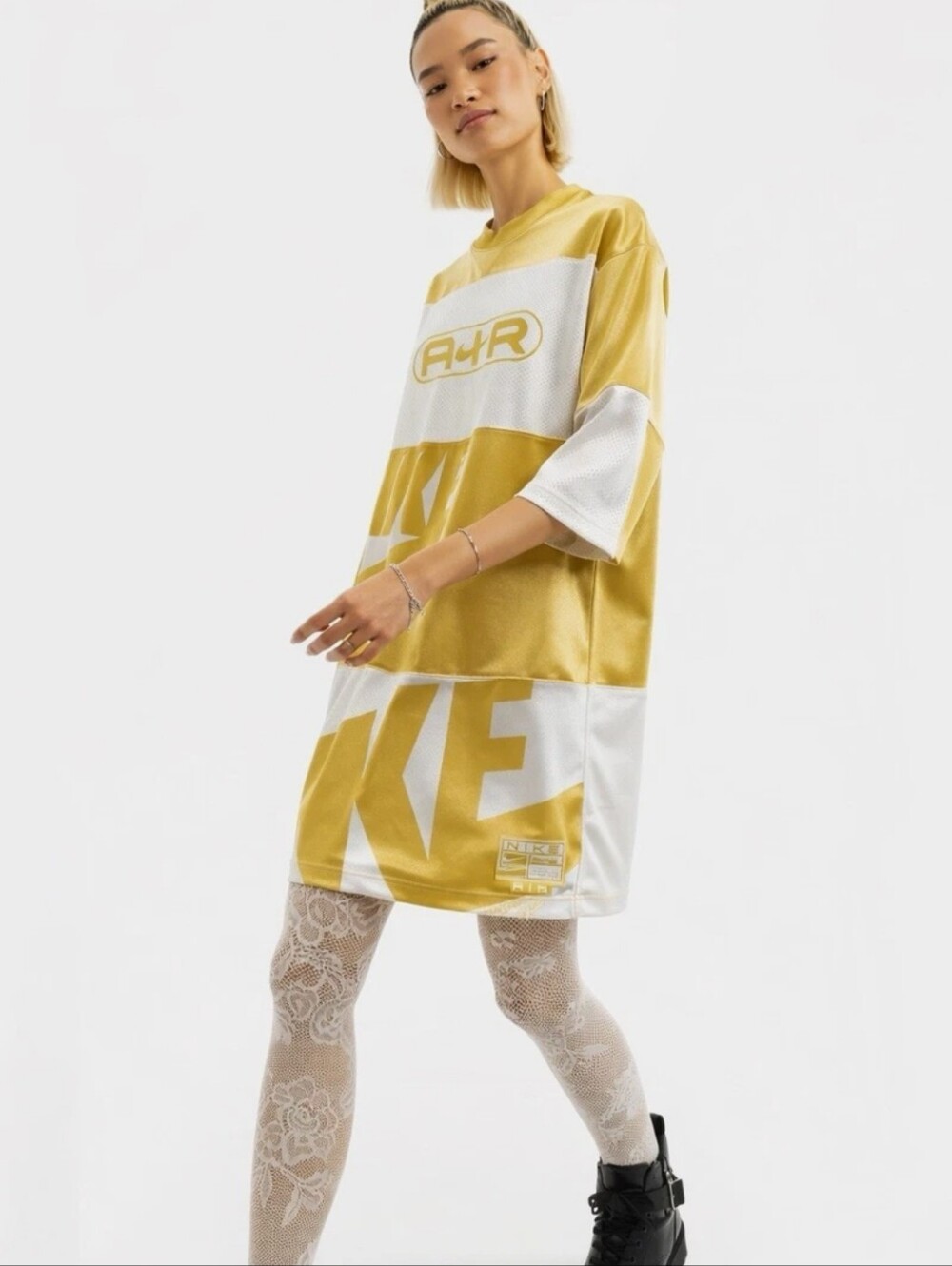 Women’s Nike White/Gold Air Football Jersey Dress FN2253-700 Size S